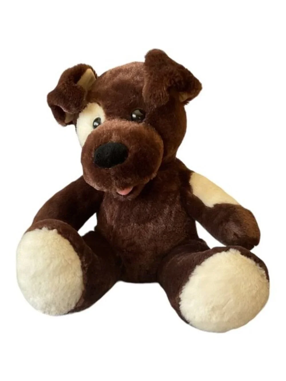 Build A Bear Lil Fudge Puppy Dog Plush Brown Cream Patch Eye Spot Retired BABW 1